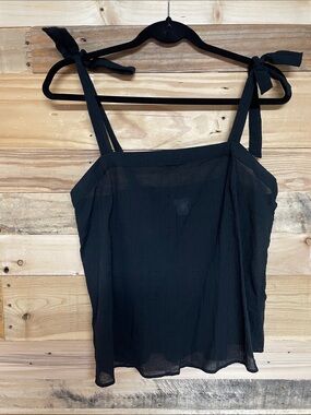 J. Crew size small black sleeveless tied straps lightweight 100% cotton blouse